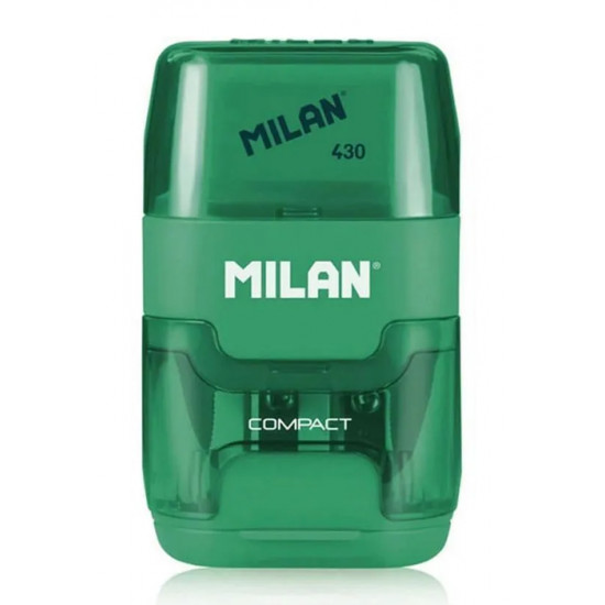 MILAN ξύστρα μολυβιών με κάδο & γόμα 1204703116, πράσινη