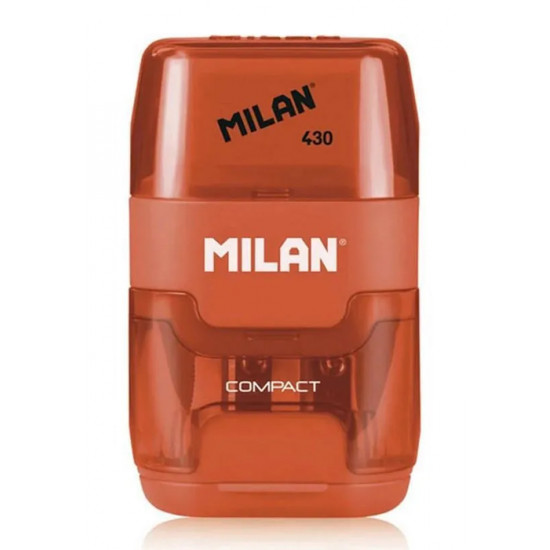 MILAN ξύστρα μολυβιών με κάδο & γόμα 1204703116, πορτοκαλί