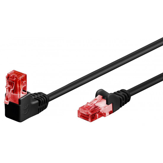 GOOBAY καλώδιο δικτύου 51513, CAT 6 U/UTP, γωνιακό, CCA, 0.25m, μαύρο