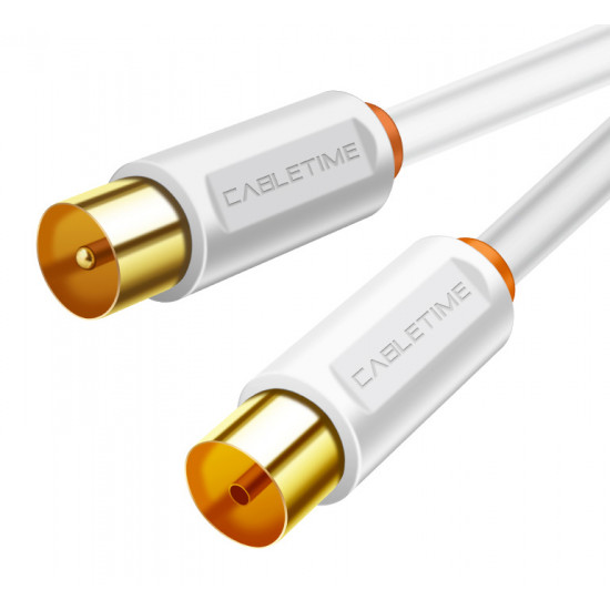 CABLETIME καλώδιο κεραίας CT-AV101, 75 Ohm, 2m, λευκό