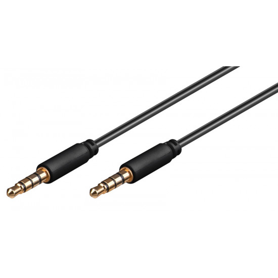 GOOBAY καλώδιο ήχου 3.5mm 63828, 4 pin stereo, copper, 1.5m, μαύρο