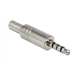 DELOCK Βύσμα 3.5mm Stereo, 4 pin, Bend Protection, metal, ασημί