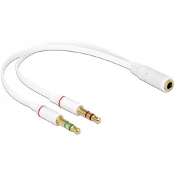 DELOCK καλώδιο 3.5mm 4-pin jack σε 2x 3.5m 3-pin 65585, λευκό