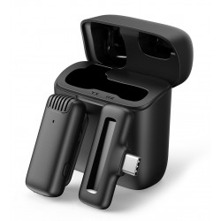 APEXEL ασύρματο μικρόφωνο APL-MIC007 με θήκη φόρτισης, USB-C, 2.4GHz, μαύρο