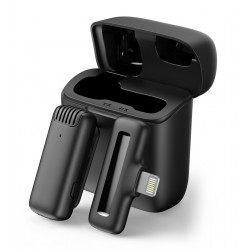 APEXEL ασύρματο μικρόφωνο APL-MIC013 με θήκη φόρτισης, Lightning, 2.4GHz, μαύρο