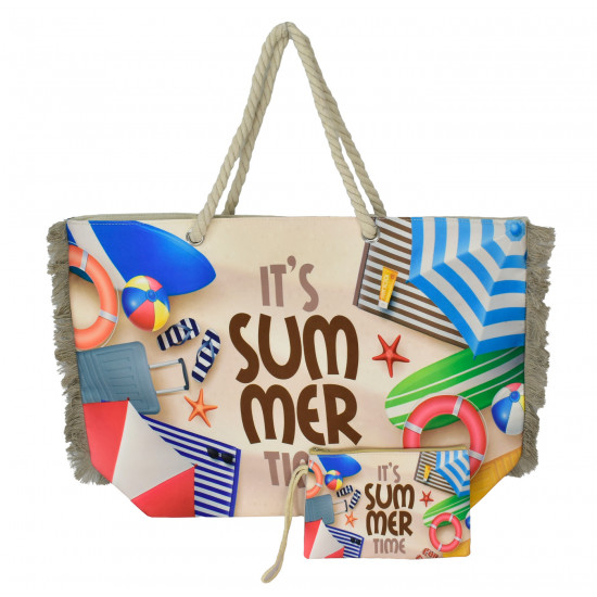 BRUNO τσάντα θαλάσσης με νεσεσέρ SOL-BAY BRN-0299, 58x40cm