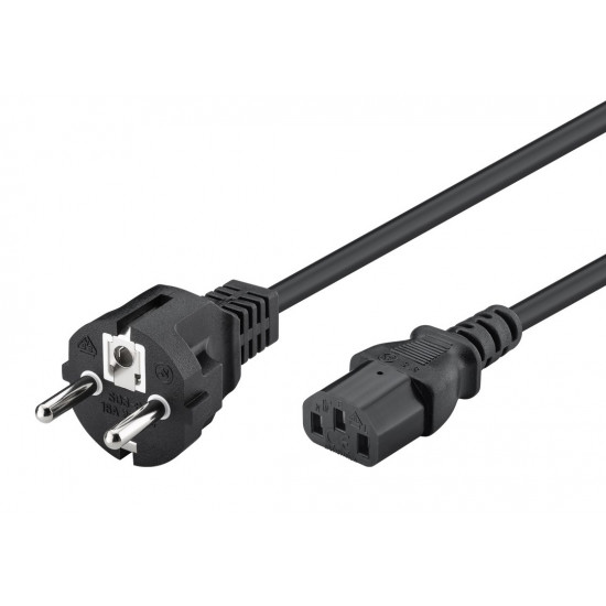 POWERTECH καλώδιο τροφοδοσίας Η/Υ & οθόνης P002, 3x0.75mm², copper, 1.5m, μαύρο