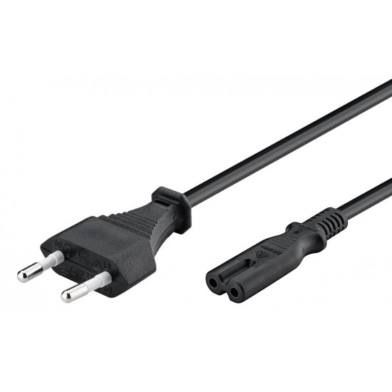 POWERTECH Καλώδιο τροφοδοσίας Euro VDE 2x0.5mm², PVC, copper, 1.5m
