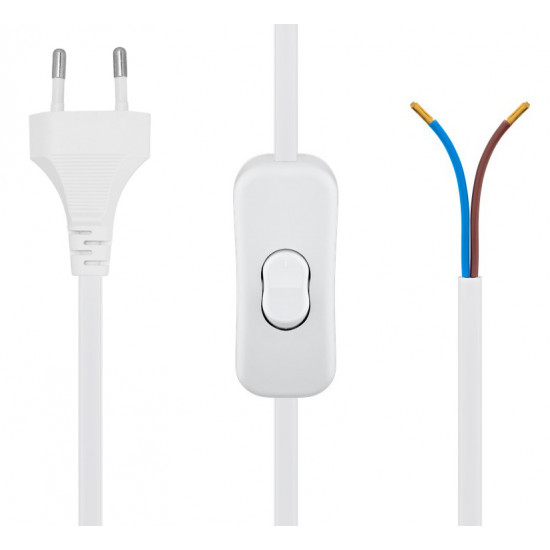 POWERTECH καλώδιο τροφοδοσίας CAB-P041 με διακόπτη, 2x 0.75mm², 1.5m, λευκό