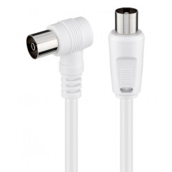 POWERTECH καλώδιο κεραίας RF αρσενικό - RF θηλυκό CAB-V040, γωνιακό, λευκό, 1.5m