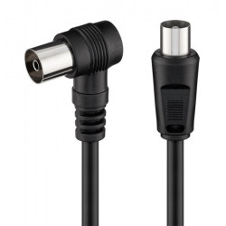 POWERTECH καλώδιο κεραίας RF αρσενικό - RF θηλυκό CAB-V041, γωνιακό, μαύρο, 1.5m