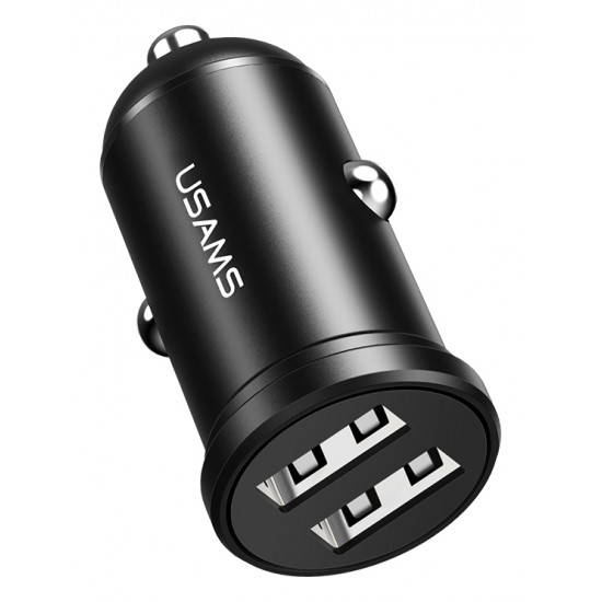 USAMS φορτιστής αυτοκινήτου C20, 2x USB, 2.4A, μαύρος