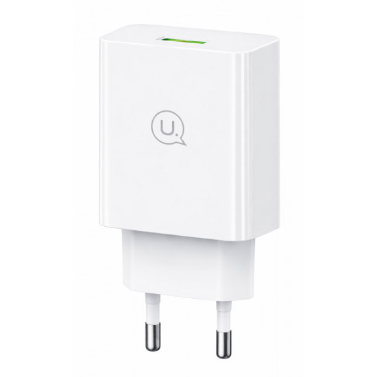 USAMS φορτιστής τοίχου T22, 1x USB, QC3.0 18W 3A, λευκός