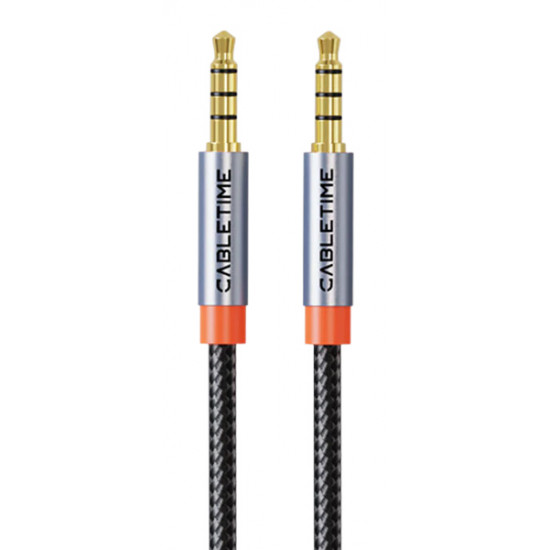 CABLETIME καλώδιο ήχου 3.5mm CT-AM35M, gold plated, 0.5m, μαύρο