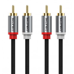 CABLETIME καλώδιο ήχου 2x RCA σε 2x RCA CT-RCA, 2m, μαύρο