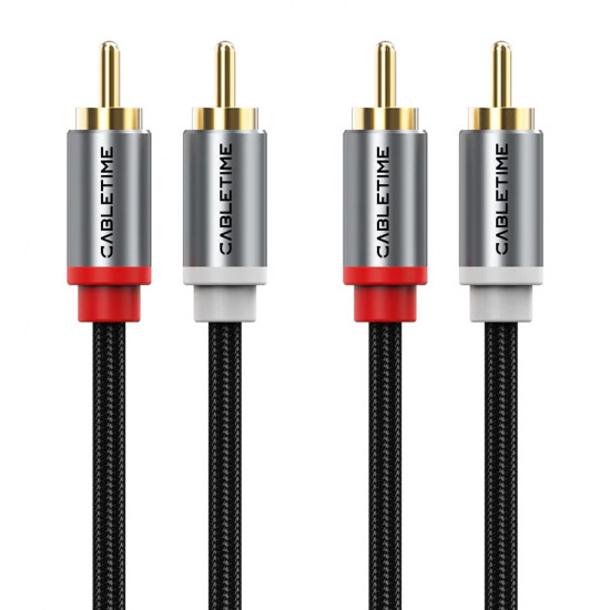 CABLETIME καλώδιο ήχου 2x RCA σε 2x RCA CT-RCA, 5m, μαύρο