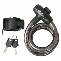 DELI κλειδαριά ποδηλάτου με κλειδί DL508062, Φ12mm, 1m, μαύρη
