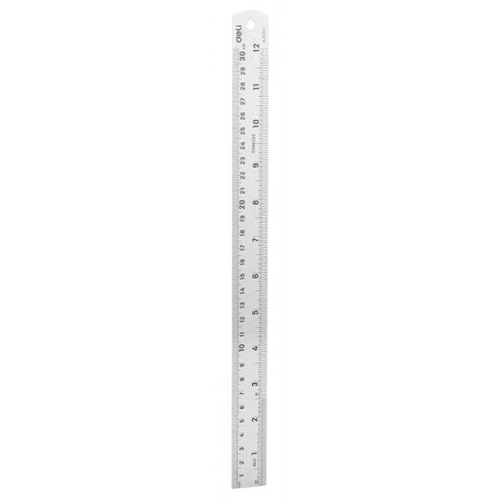 DELI μεταλλικός χάρακας DL8030Y, ανοξείδωτο ατσάλι, 12