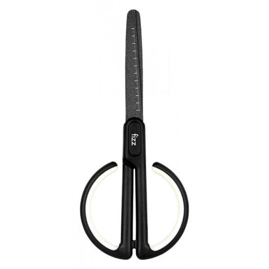 FIZZ ψαλίδι FZ212003-W με χάρακα, μεταλλική λεπίδα, 17cm, μαύρο-λευκό