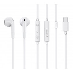 CELEBRAT earphones με μικρόφωνο G39, USB-C σύνδεση, 14mm, 1.2m, λευκά