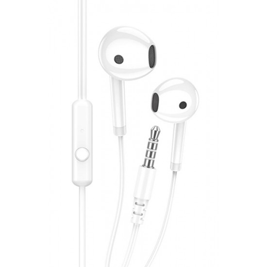 KAKUSIGA earphones με μικρόφωνο KSC-1301, 3.5mm σύνδεση, 14mm, 1.1m, λευκά