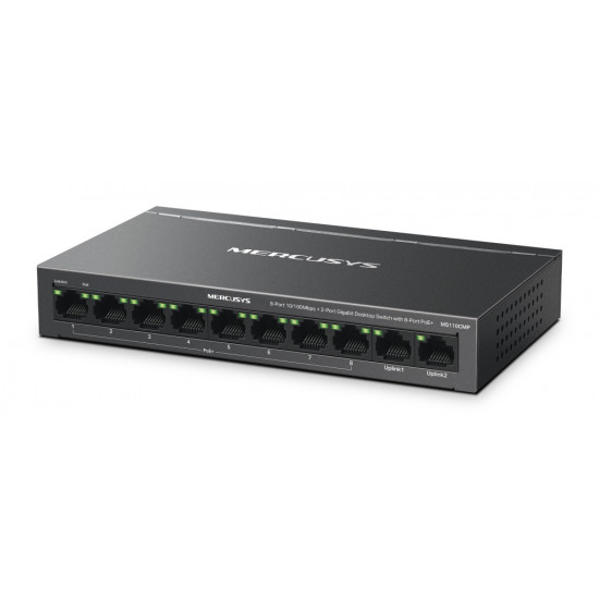 MERCUSYS Desktop Switch MS110CMP, 8x 10/100Mbps PoE+, 2x Gigabit, Ver. 1.0