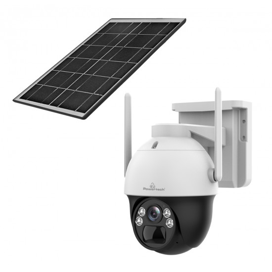 POWERTECH smart ηλιακή κάμερα PT-1341, 4MP, WiFi, PTZ, SD, IP66