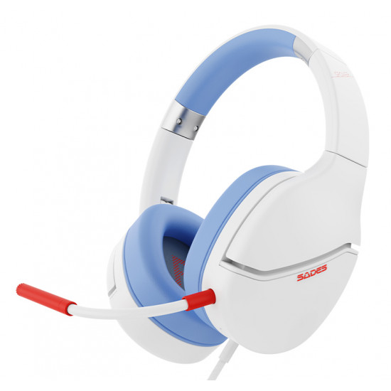 SADES gaming headset SPOWER, 3.5mm σύνδεση, 40mm, multi-platform, λευκό