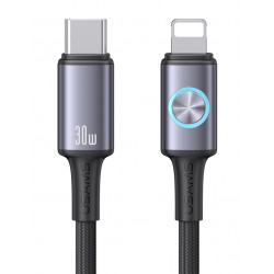 USAMS καλώδιο Lightning σε USB-C SJ753, 30W, 480Mbps, 1.2m, μαύρο