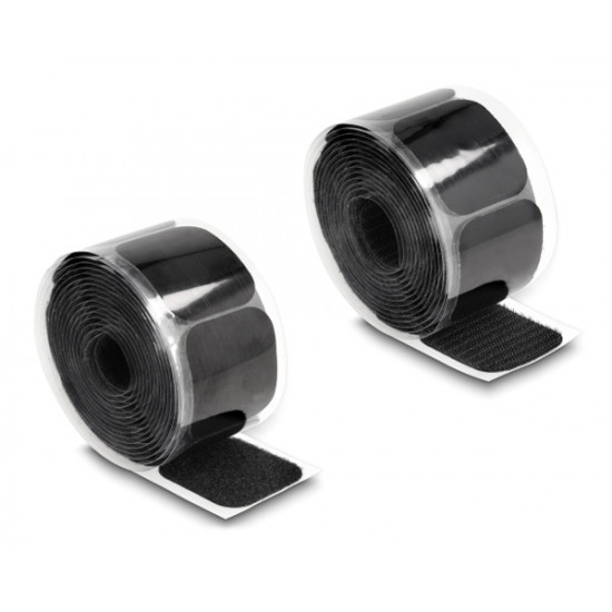 POWERTECH αυτοκόλλητα τύπου Velcro TIES-067 σε ρολό 5m, 45x50mm, μαύρο