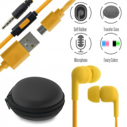 Stereo Hi-Fi Handsfree Black+ Θήκη+ Usb to Micro