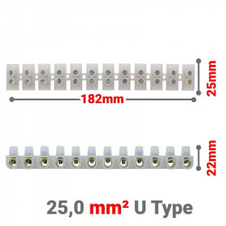 Κλέμμες Σειρά 12 Θέσεων 25mm² U Type