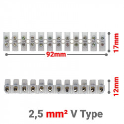 Κλέμμες Σειρά 12 Θέσεων 2,5mm² V Type