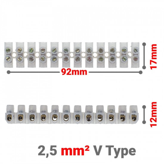 Κλέμμες Σειρά 12 Θέσεων 2,5mm² V Type