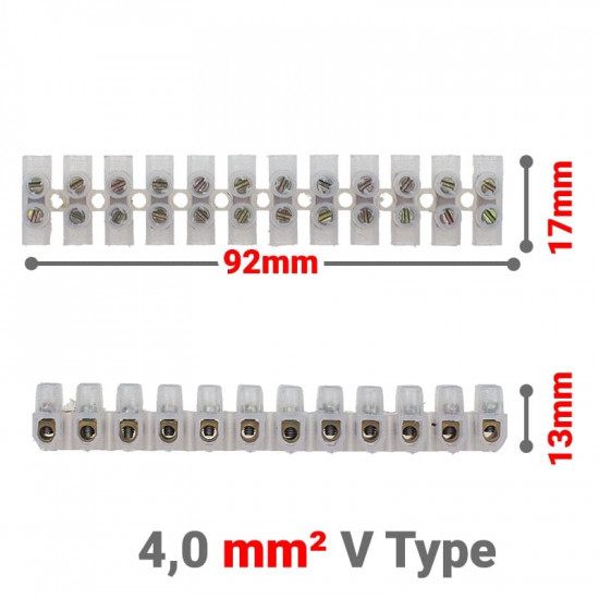 Κλέμμες Σειρά 12 Θέσεων 4mm² V Type