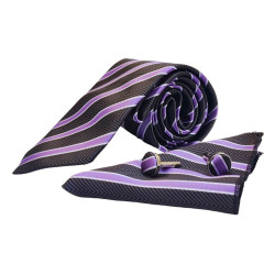 Σετ Γραβάτα με Ποσέτ Purple Fishbone