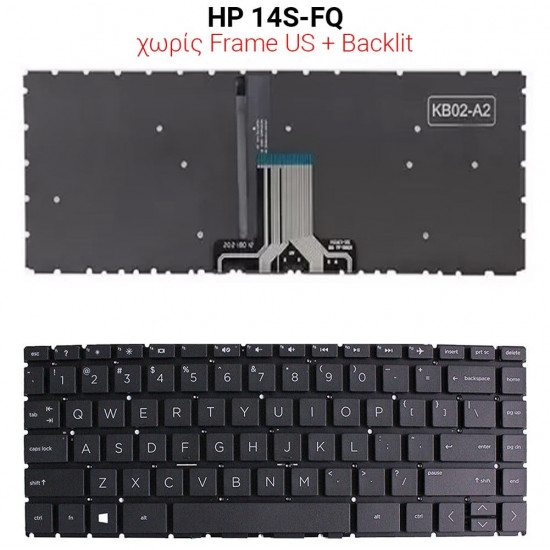Πληκτρολόγιο HP 14S-FQ NO FRAME US + BACKLIT