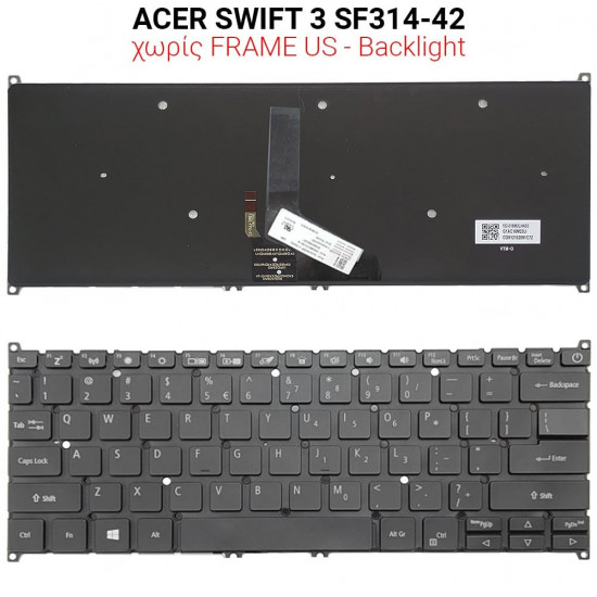 Πληκτρολόγιο ACER SWIFT 3 SF314-42 NO FRAME US + BACKLIGHT
