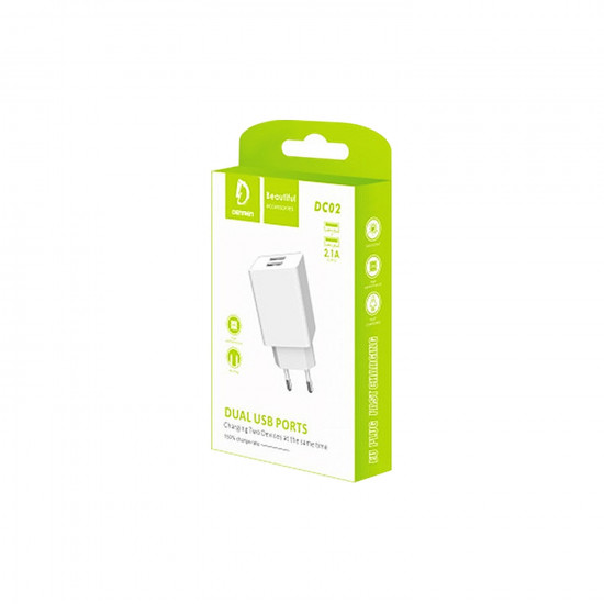 Φορτιστής 2x USB 2100mA λευκός