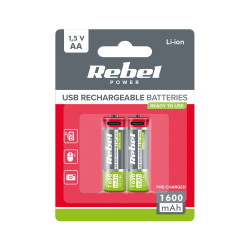 Επαναφορτιζόμενες μπαταρίες AA 1600mAh 1.5V Li-on Rebel (2 τμχ)