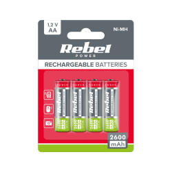 Επαναφορτιζόμενες μπαταρίες AA 2600mAh Ni-MH 1.2V (4 τμχ) Rebel