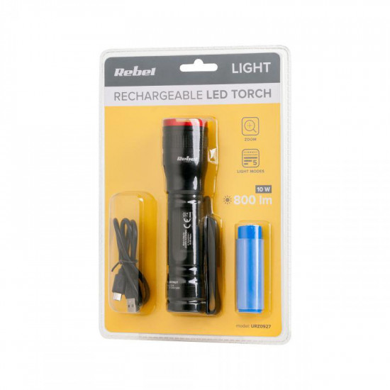 Επαναφορτιζόμενος φακός LED 10W REBEL