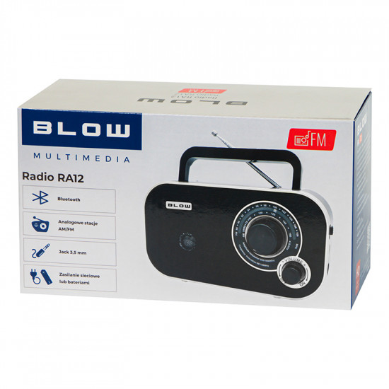 Φορητό αναλογικό ραδιόφωνο AM/FM BLOW RA12 μαύρο-ασημί