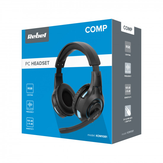 Ακουστικά RGB μικρόφωνο για υπολογιστή Rebel GH-20