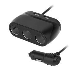 Splitter αναπτήρα αυτοκινήτου 1 σε 3 με καλώδιο και 2x USB Peiying