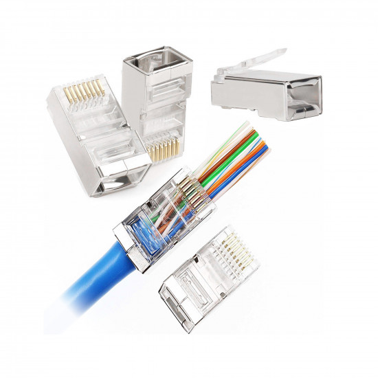 Φις RJ45 8P8C CAT5e Pass Through θωρακισμένο