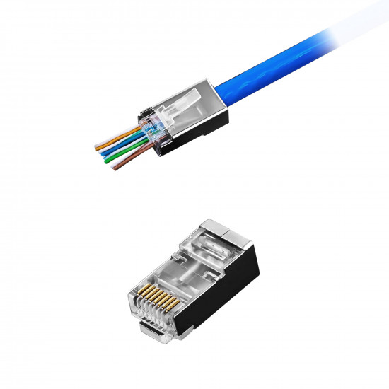 Φις RJ45 8P8C CAT5e Pass Through θωρακισμένο