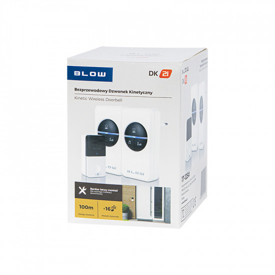 Ασύρματο Κουδούνι 2 προς 1 KINETIC DK-21 Blow λευκό