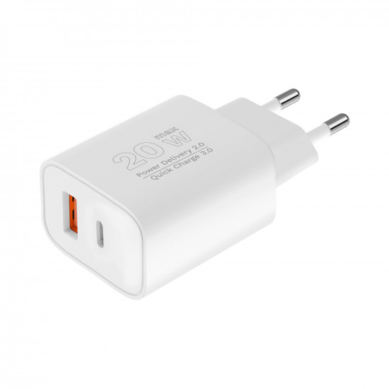 Φορτιστής USB A - USB C 20W με λειτουργία Power Delivery και Quick Charge Kruger&Matz GAN