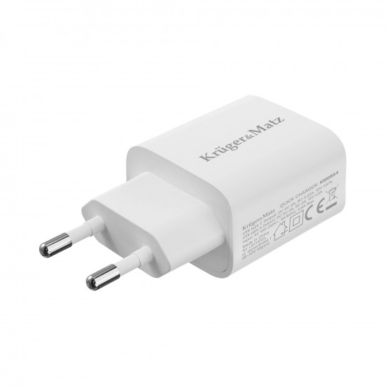 Φορτιστής USB A - USB C 20W με λειτουργία Power Delivery και Quick Charge Kruger&Matz GAN